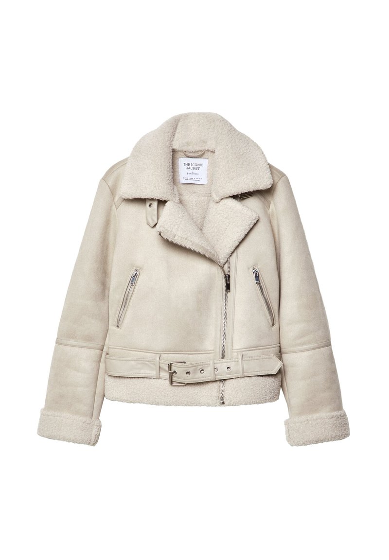 Stradivarius Imitatieleren jas crème