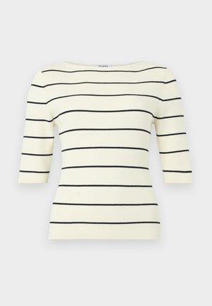 BOAT NECK  - Μπλουζάκι με στάμπα - white/navy