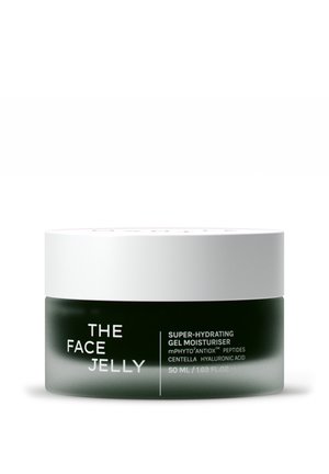 Glas med The Face Jelly superfugtgivende gel-fugtgiver med peptider, centella og hyaluronsyre, 50 ml størrelse.