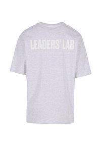 Gray cotton t-shirt with short sleeves, featuring the text "LEADERS' LAB" printed prominently in white on the back.