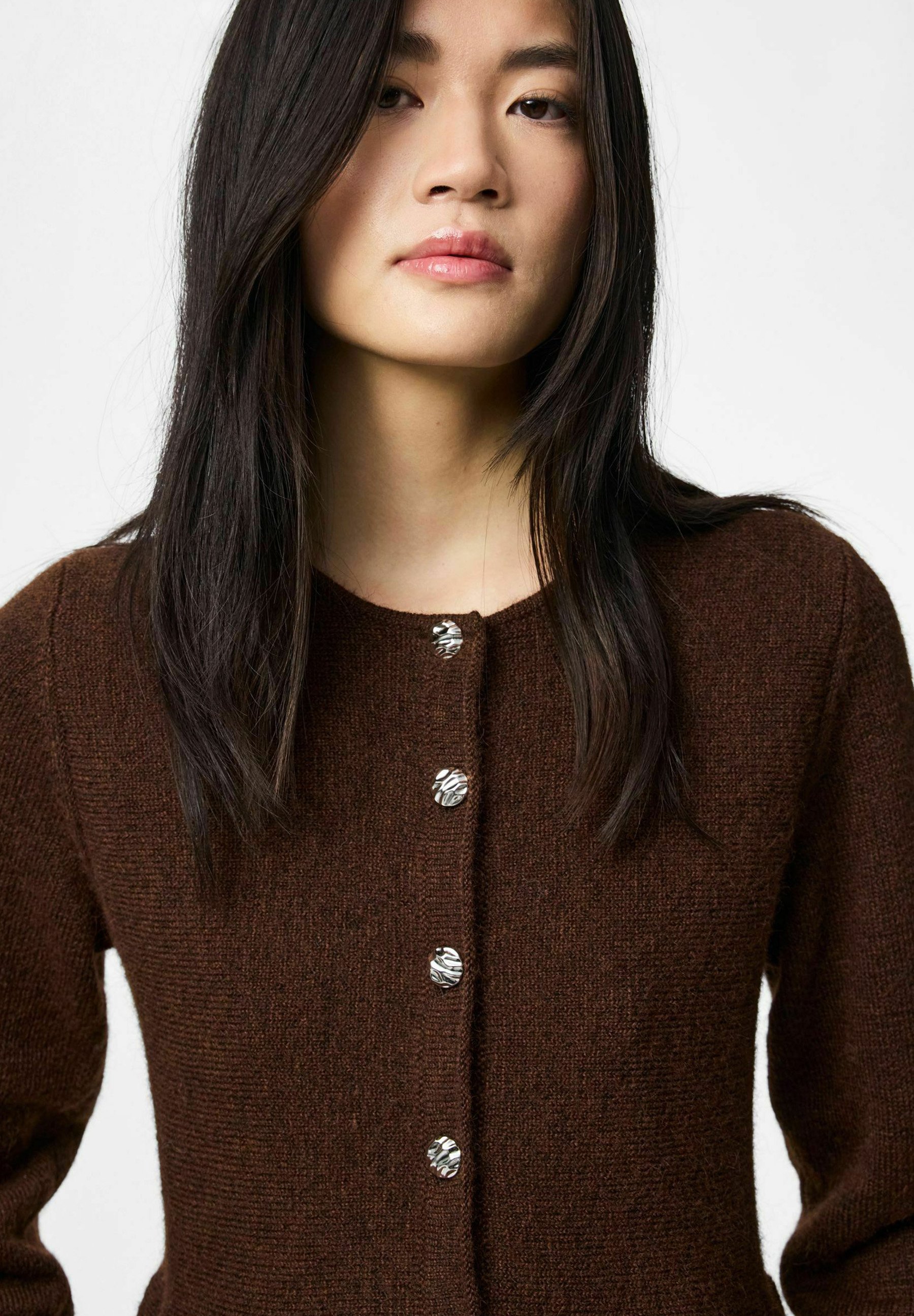 Pieces Knitted PCPINGE - Cardigan - chicory coffee/dark brown