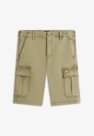 Kaki cargo šorc s kopčanjem na gumbe, prorezima za remen, prednjim džepovima i dva velika džepa na preklop na bedrima, od kojih jedan ima etiketu "Tommy Jeans".