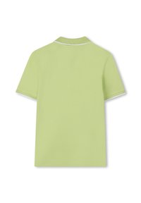 Svetle zelené polo tričko s krátkým rukávem a žebrovaným límcem s bílými detaily. Hladká textura, klasický střih a jednobarevný design.