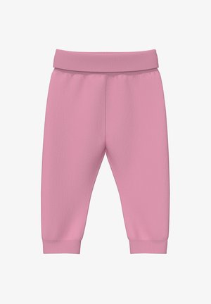 Weiche rosa Babyhosen mit elastischem Bund und Bündchen, für Komfort und Bewegungsfreiheit entworfen.
