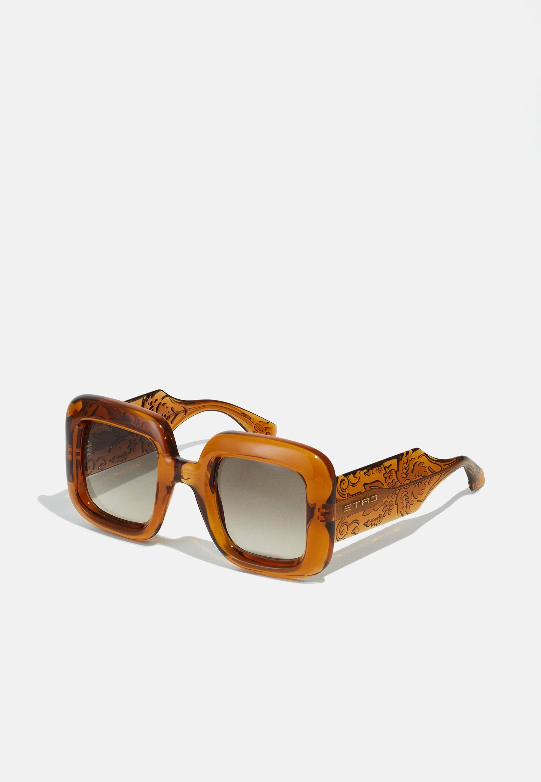 Etro Brown Tortoise Square Sunglasses Etro 0004/G/S 12J 70 Sunglasses Brown Orange - eye-oo.com main image 4