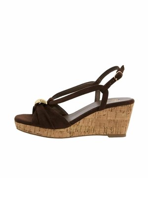 Friends Like These, REGULAR FIT - HARDWARE SLINGBACK MID CORK SUMMER WEDGE SANDALS  . - Sandalen met sleehak - chocolate brown faux suede