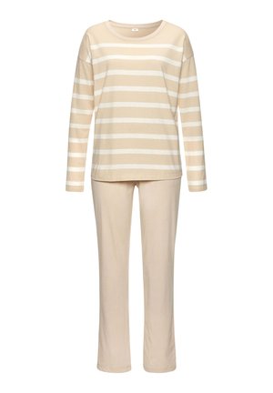 SET - Pyjama set - beige weiß gestreift
