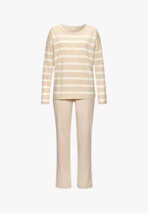 s.Oliver, SET - Nachtwäsche Set - beige weiß gestreift