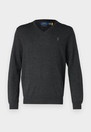 Polo Ralph Lauren SLIM FIT WASHABLE WOOL V-NECK JUMPER - Maglione - dark granite
