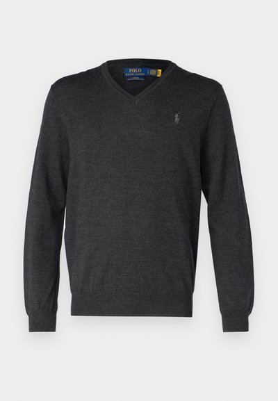 Polo Ralph Lauren SLIM FIT WASHABLE WOOL V-NECK JUMPER - Camisola - dark granite