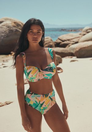 Next, HIGH WAIST - Spodný diel bikín - coral pink tropical