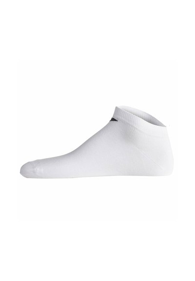 Vit ankelsocka i mjukt, stretchigt material. Slät yta med en passform för häl och ribbat skaft för säker användning.