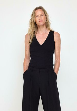 Lindex, LINDEX RIBBED TANK TOP LINDEX - Toppi - black