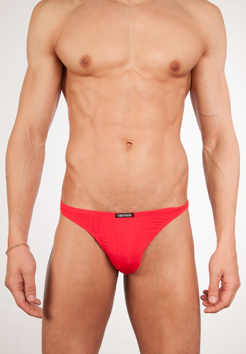 Fabio Farini 4ER PACK HERREN STRING TANGA ENG ANLIEGEND STRETCH - Slip - blau/rot