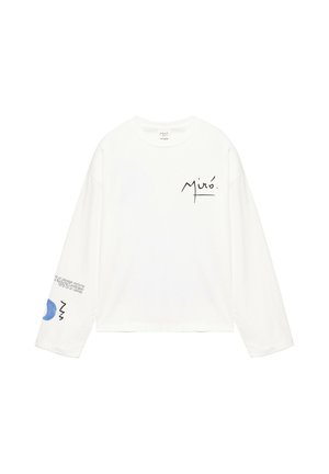 PULL&BEAR, OVERSIZE LONG SLEEVE JOAN MIRÓ - T-SHIRT - T-shirt à manches longues - white