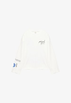 PULL&BEAR, OVERSIZE LONG SLEEVE JOAN MIRÓ - T-SHIRT - T-shirt à manches longues - white