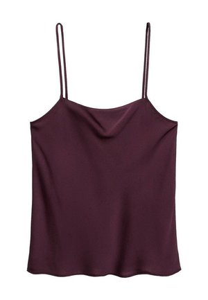 Bordo top z tanki naramnicami, izdelan iz gladkega, lahkega materiala in z drapirano obarvano zgornjo obleko. Preprost, neokrnjen dizajn.