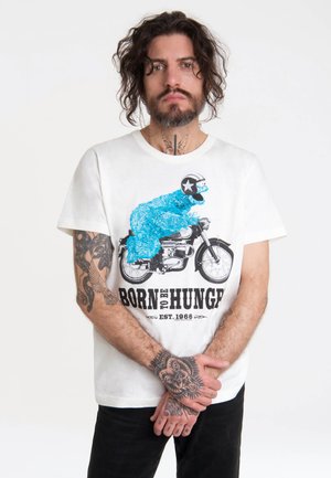 SESAMSTRASSE - KRÜMELMONSTER MOTORRAD - Print T-shirt - weiß