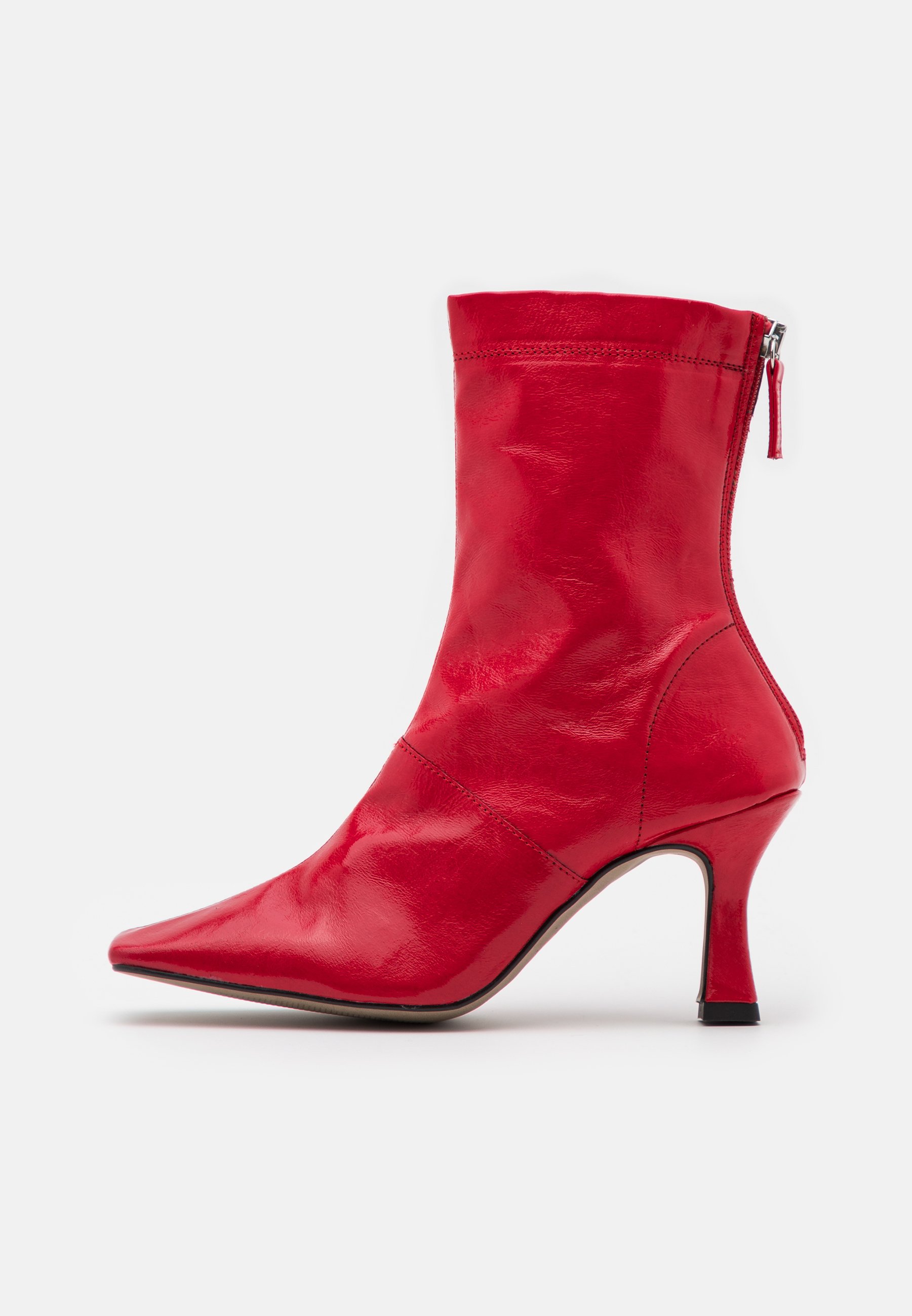 red heeled ankle boots uk