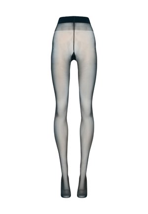 Genomskinliga svarta strumpbyxor med hög midja. Genomskinligt material med en slät yta, figurnära design och lätt glans genom hela.