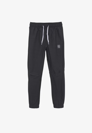 Sorte sweatpants med elastisk talje og hvid snoretræk. Har et lille logo på den øverste venstre lår og tapered manchetter.