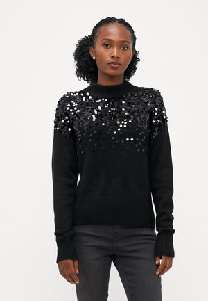 ONLALBA SEQUINS HIGH NECK  - Striktrøje - black