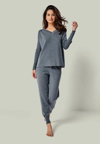 YOU LOOK PERFECT DORINA - MERINO WOLLE V-PULLOVER - Pyjama top - anthrazit