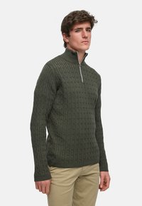 Kronstadt CABLE HALF-ZIP - Strickpullover - army mix