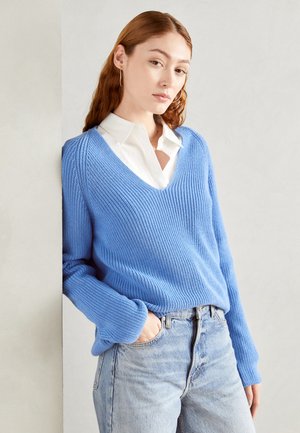 Marc O'Polo LONGSLEEVE V NECK - Pullover - shiny sky