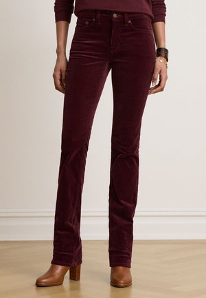 Lauren Ralph Lauren, MID RISE CORDUROY SLIM STRAIGHT PANT - Панталони - dark garnet