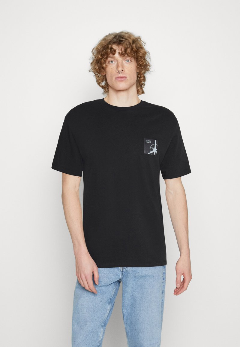 Jack & Jones JCOFILO CREW NECK - Nyomott mintás póló - black