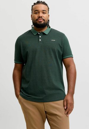 Homme aux cheveux tressés et à la barbe, portant un polo vert foncé et un pantalon beige, debout devant un fond uni.