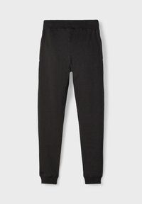Schwarze Jogginghose aus weichem Stoff, mit elastischem Bund und gerippten Bündchen. Glatte Textur mit schmalem Beindesign.