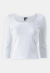 T-shirt bianco a maniche lunghe con scollo a barca, realizzato in tessuto jersey di cotone. Texture liscia, senza motivi o dettagli visibili.