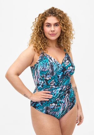 WITH PRINT AND WRAP EFFECT - Maillot de bain - blue shell aop