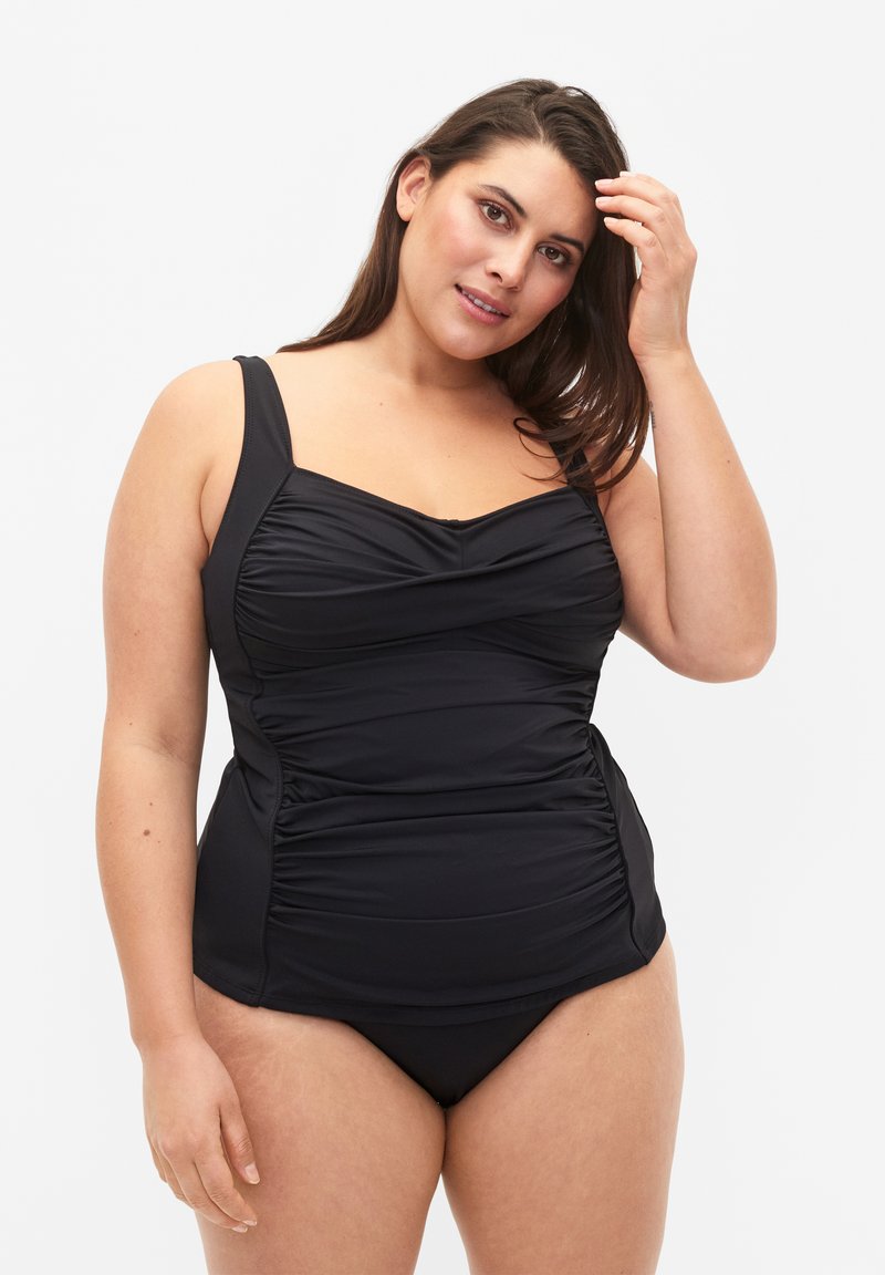 Zizzi - WITH DRAPING - Bikiniöverdel - black, Förstora