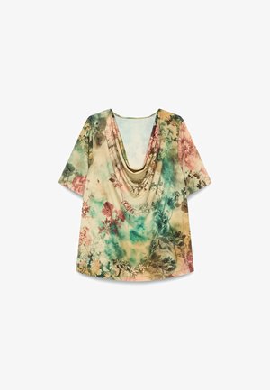 Fiorella Rubino, T-SHIRT CON STAMPA E SCOLLO MORBIDO - Bluse - verde