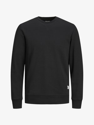 Schwarzer Sweatshirt aus weichem Stoff mit einem Rundhalsausschnitt. Verfügt über lange Ärmel, Rippbündchen und ein kleines Logotag am Saum.