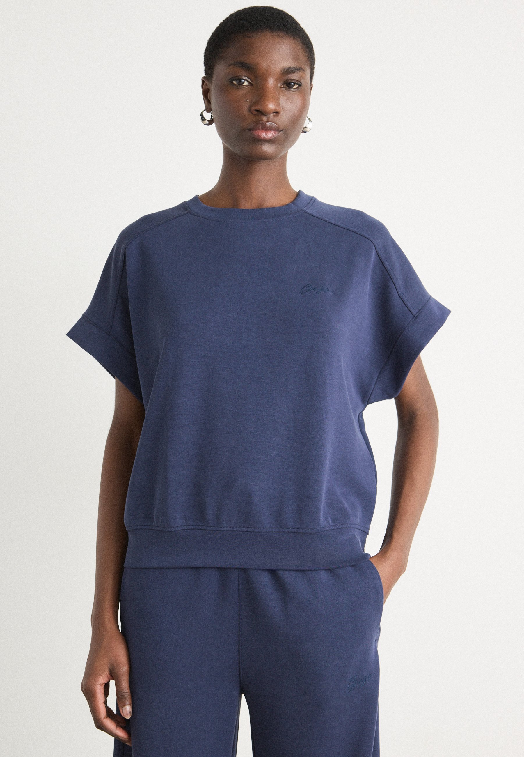 売れ筋商品|||ボス Tシャツ レディース トップス ENARI - Print T-shirt - dark blue BOSS ENARI - T-Shirt basic - dark blue/dunkelblau - Zalando