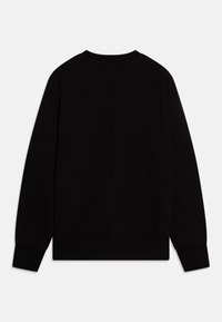 Felpa nera con collo a giro, maniche lunghe, polsini e orlo a coste. Tessuto liscio, colore uniforme, design minimalista e senza marchi visibili.