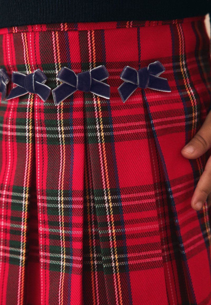 MINI JUPE PLISSÉE LAINE TARTAN - VERT/CRAIE/JAUNE