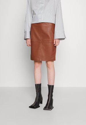 CECILIA - Leather skirt - brown patina