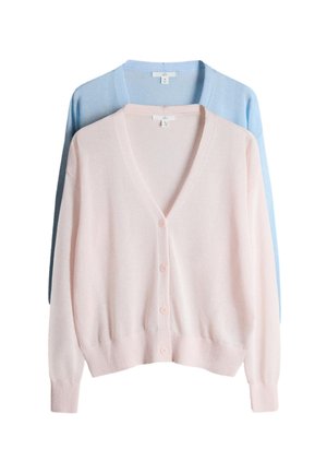 THE SET, REGULAR FIT - 2 PACK SHEER V-NECK  - Strickjacke - light blue light pink