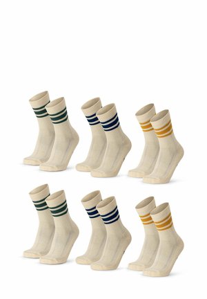 6 PACK - Calcetines de deporte - offwhite green stripes navy stripes mustard stripes