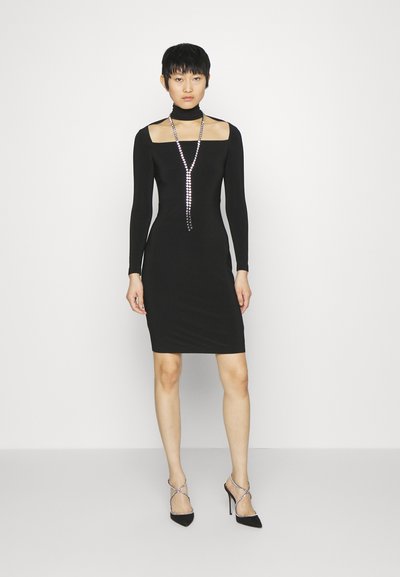 Norma Kamali LONG SLEEVE STRAPLESS TURTLENECK DRESS TO KNEE - Cocktailkjole - black