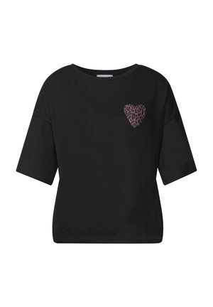 Street One Studio, T-SHIRT MIT HERZPRINT IM LEO-LOOK - T-shirt imprimé - black