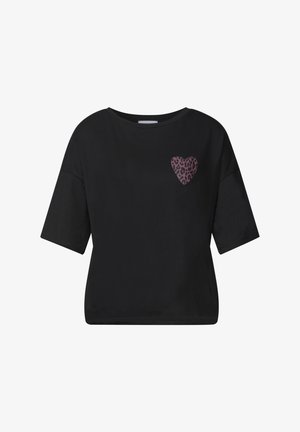 Street One Studio, T-SHIRT MIT HERZPRINT IM LEO-LOOK - T-shirts print - black
