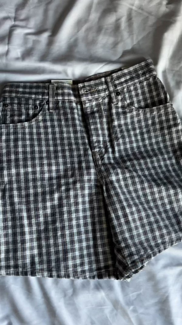 HIGH BAGGY - Denim shorts - milo plaid short3