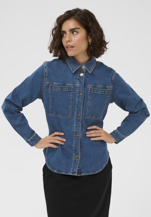 LENA - Blúzka so zapínaním na gombíky - medium blue denim
