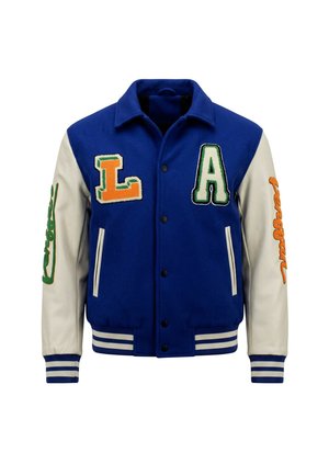 Local Fanatic, GEBORDUURDE VINTAGE VARSITY JACKET OVERSIZED - NW  - BD-851 - Bomberjacks - blauw